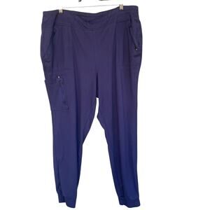 Jaanuu‎ Scrub Pants Womens 2XL Navy Jogger Cargo Zip Pockets Drawstring J95117C